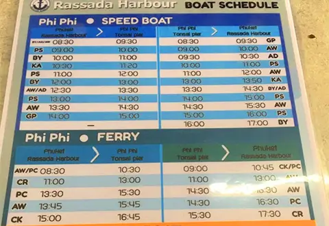 ตารางเดินเรือท่าเรือรัษฎา